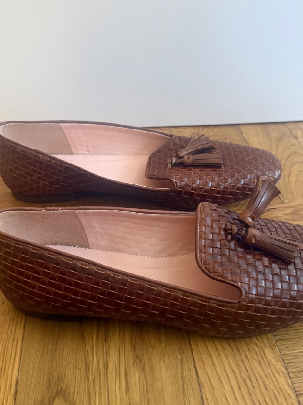 🤎 J.Crew Woven Leather Tassel Loafers Flats Size 9 Brown Slip On Preppy Classic - Picture 4 of 6